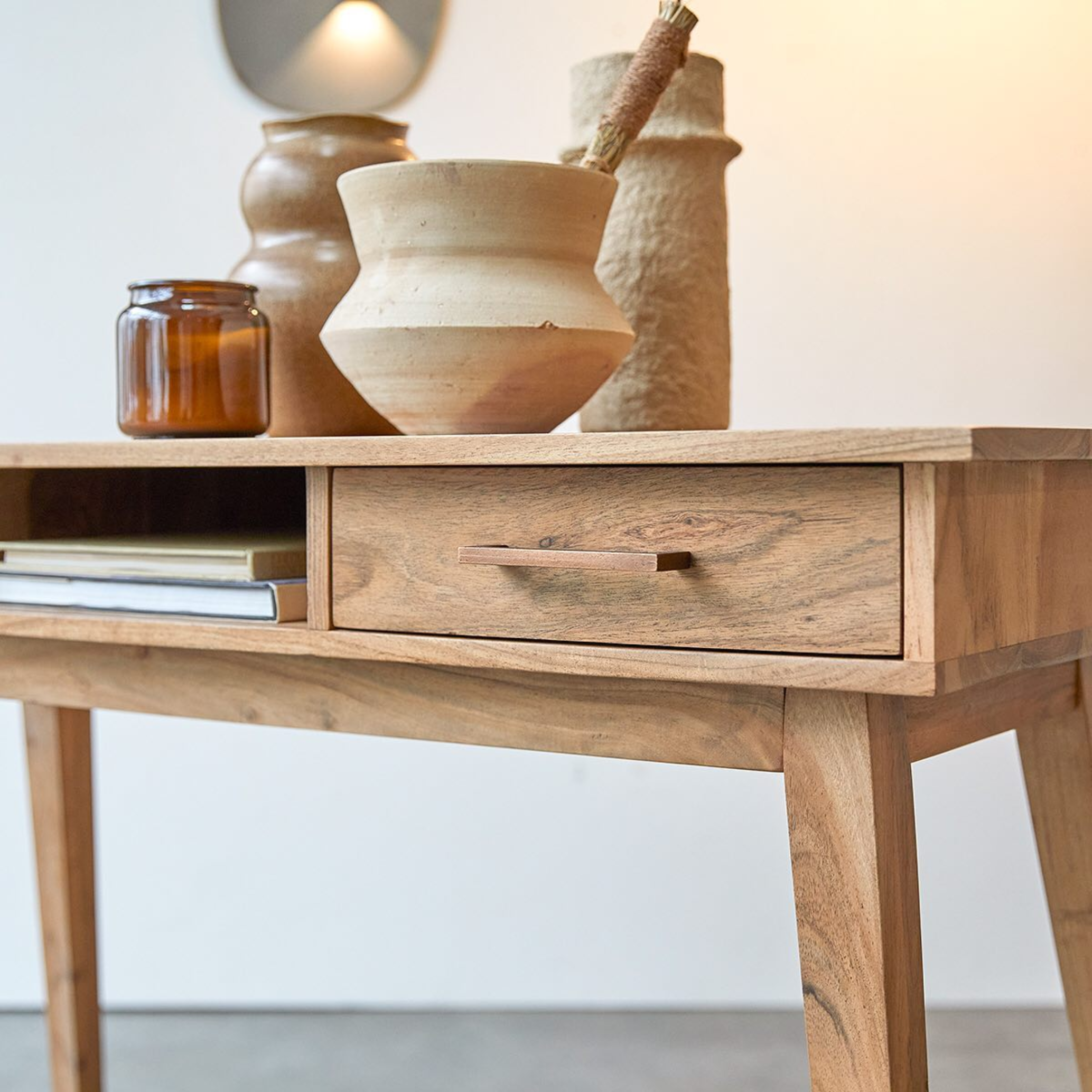 Solid Wood Side Cabinet in Living Room