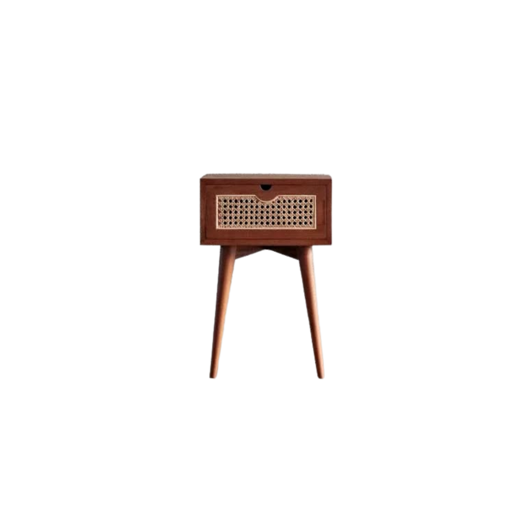 Rattan bedside table with cabinet