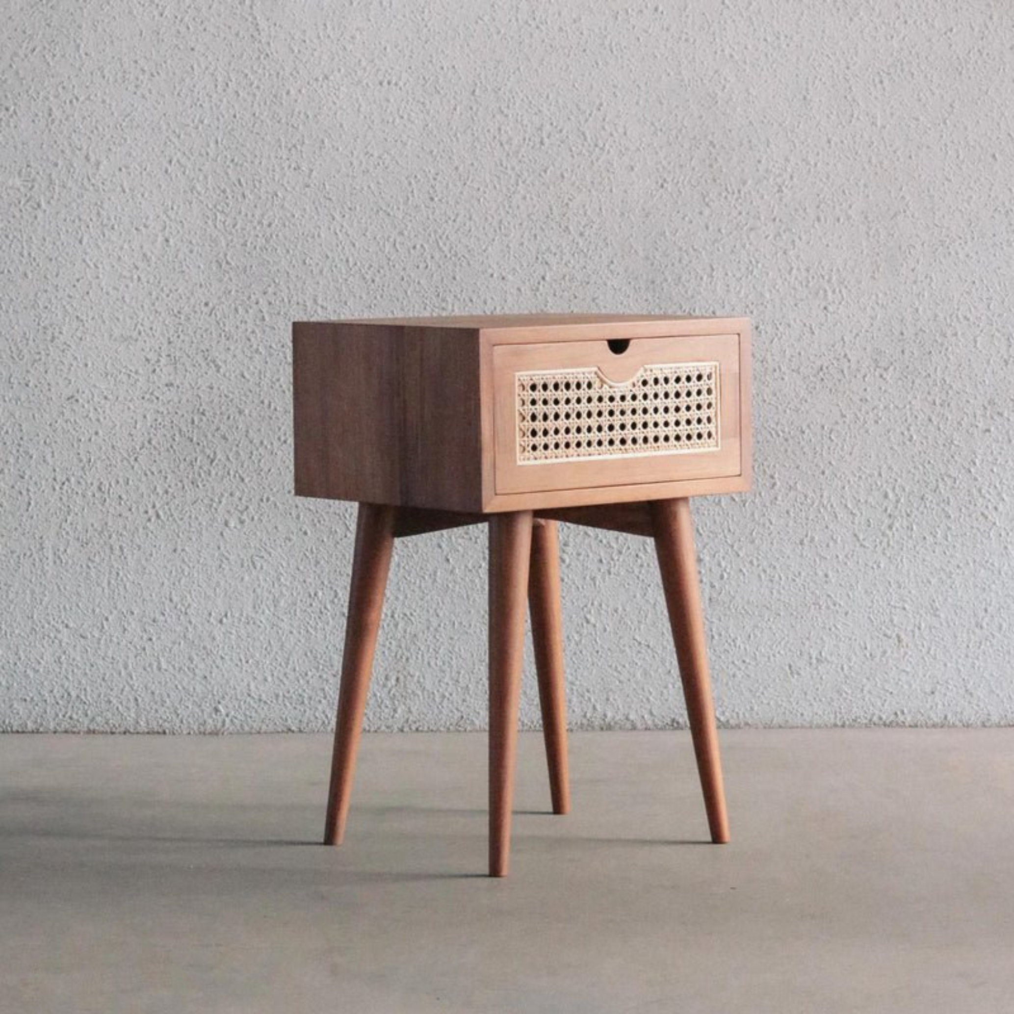 Rattan bedside table with cabinet