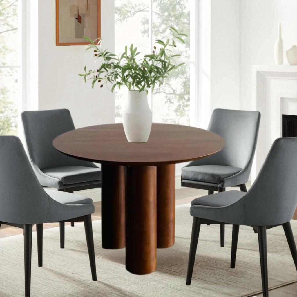 Solid Brown Wood Dining Table