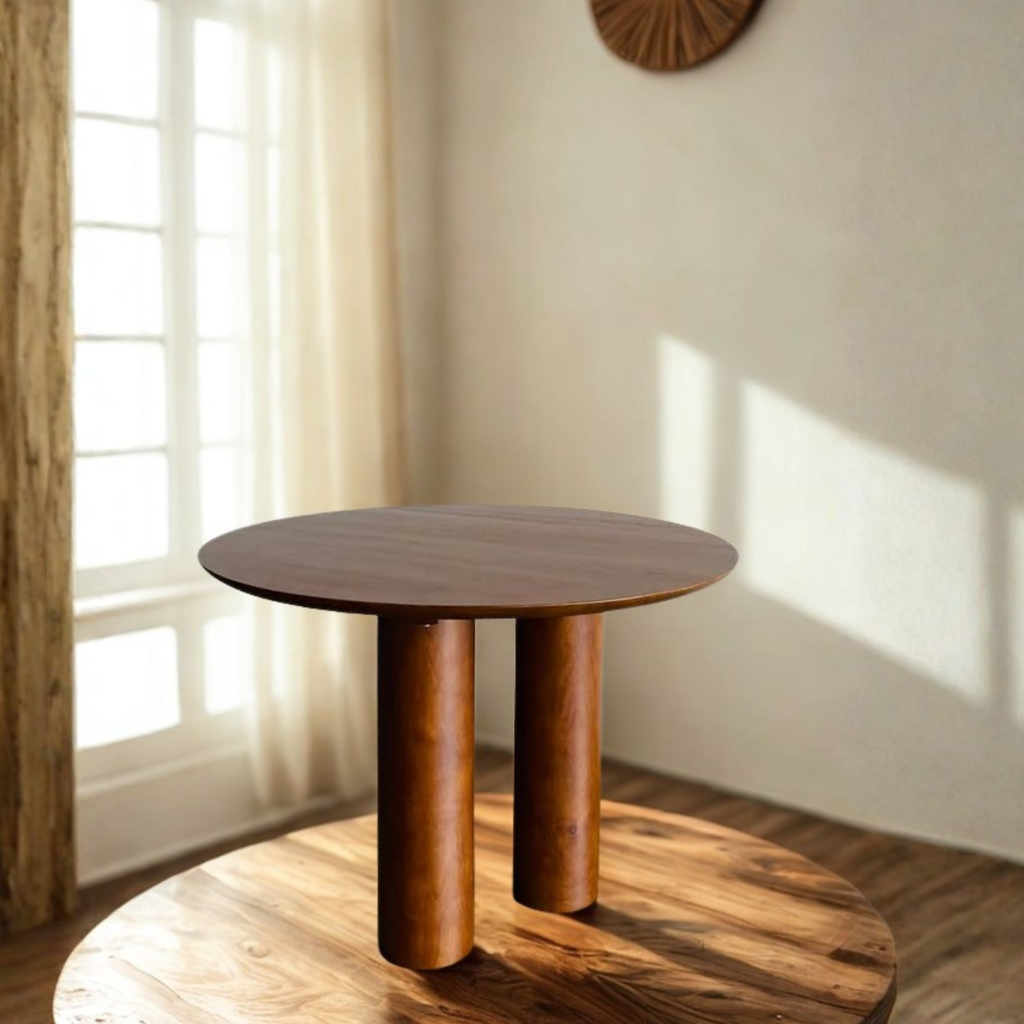 Solid Brown Wood Dining Table