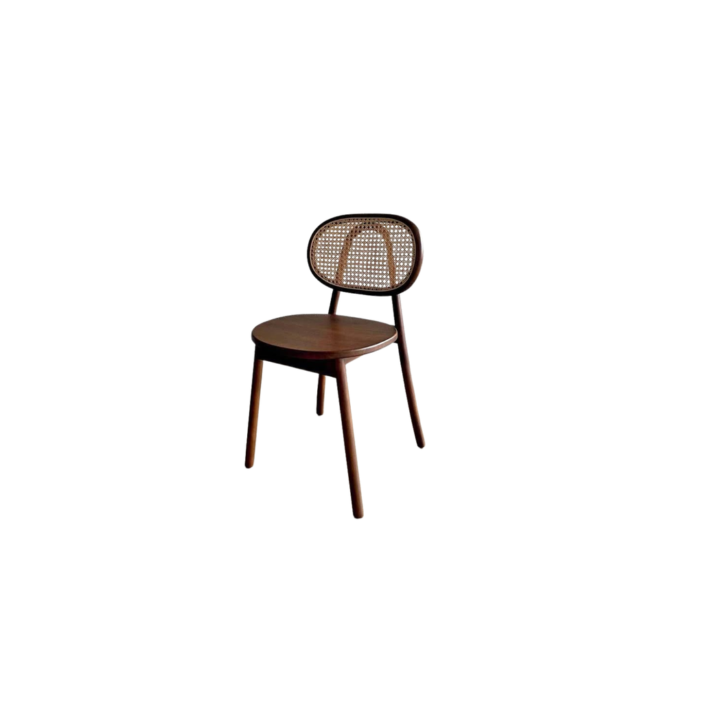 Sold Wood Dining Chair with Rattan