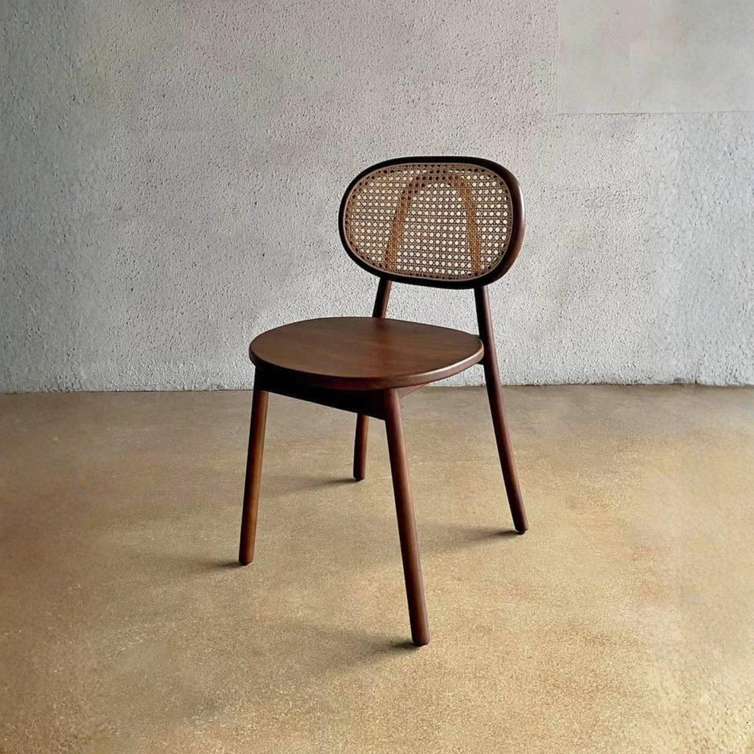 Sold Wood Dining Chair with Rattan