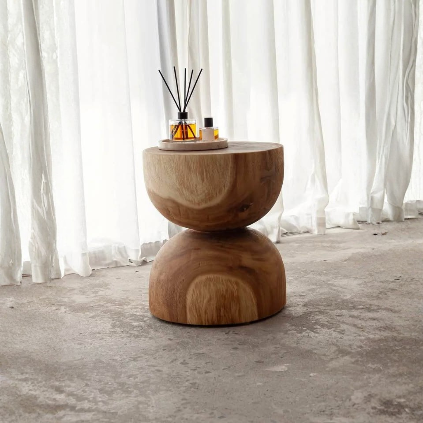 Round Sold Wood Side Table