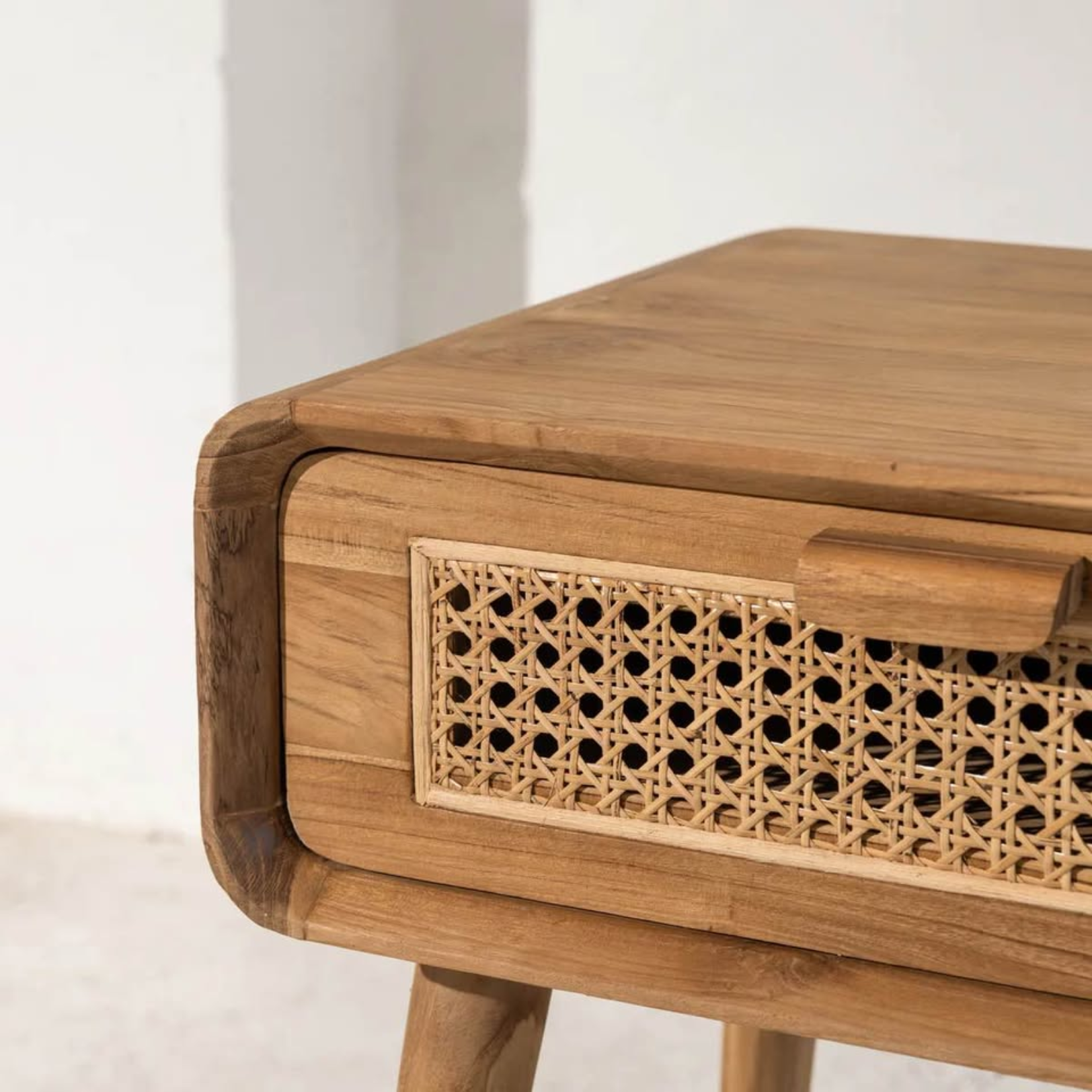 Solid Wood Rattan Side Cabinet
