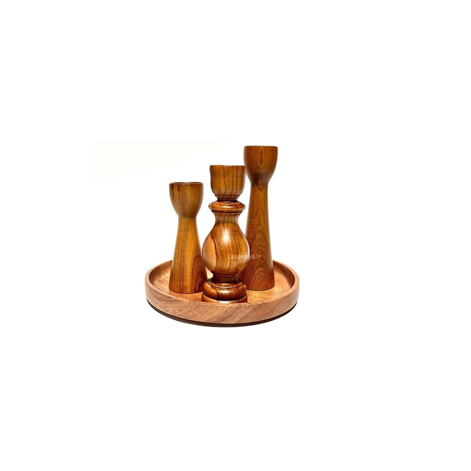 Wood Candle Holder Set