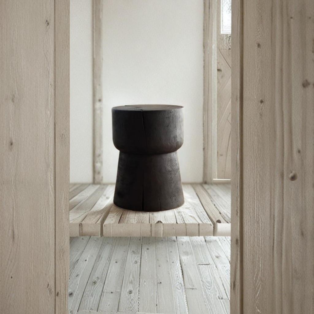 Solid Wood in Black Color Side Table