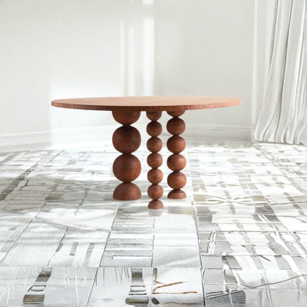 Solid Walnut color Teak Wood Dining Tablke