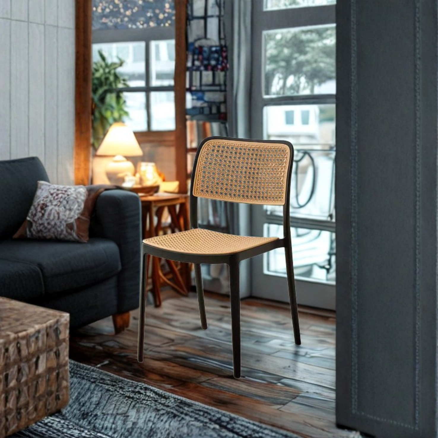 Solid Wood Chair with Rattan