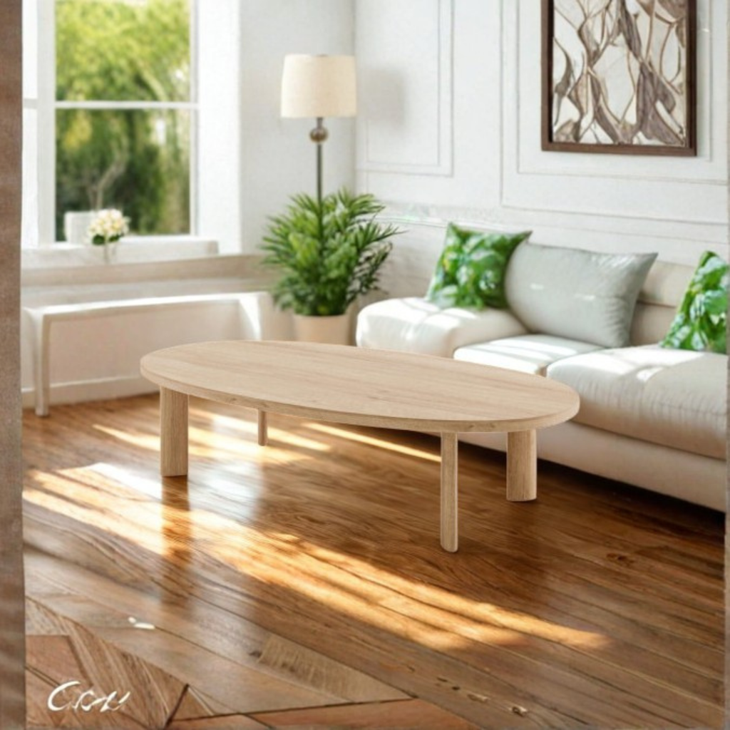 Solid Wood Oval Shape Coffee Table