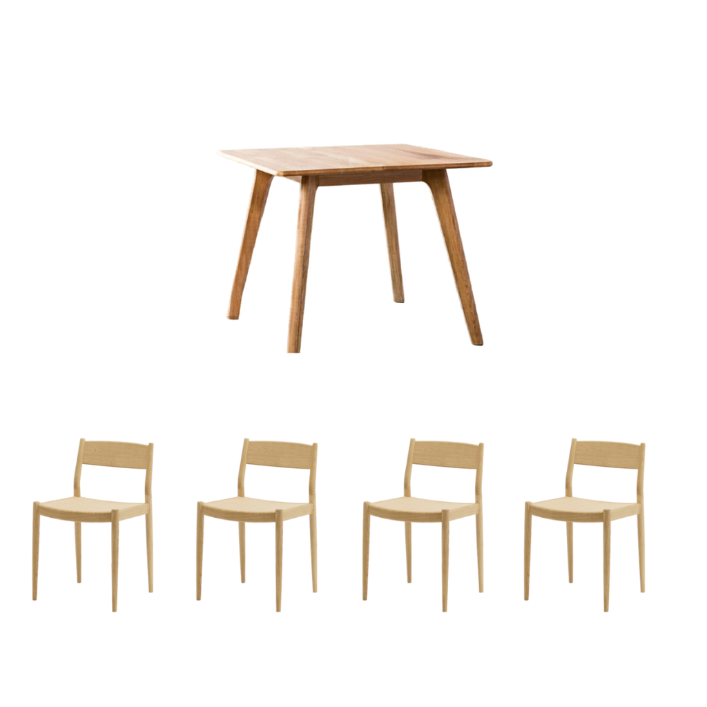 Solid Wood Square Dining Table with Chairs Package