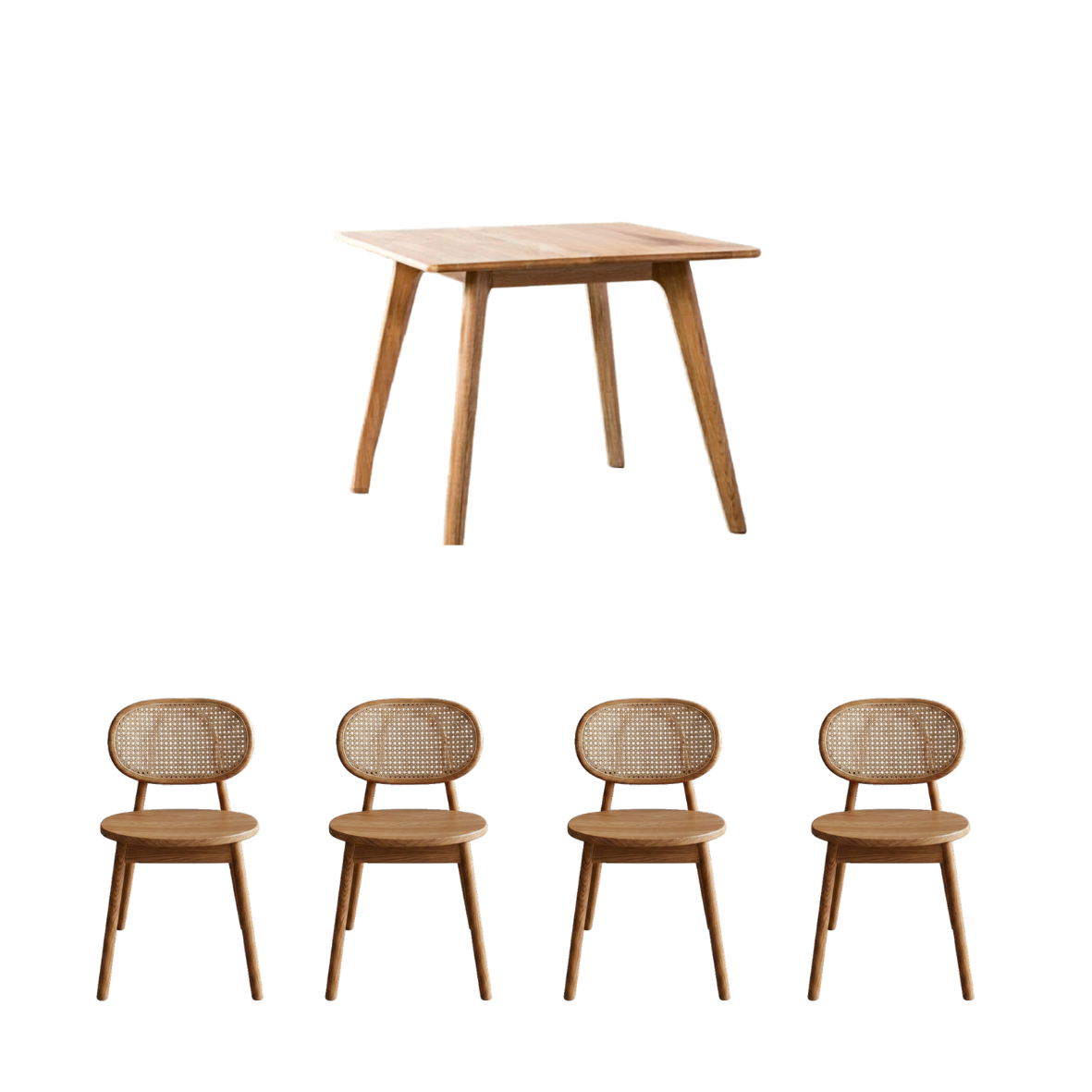 Solid Wood Square Dining Table with Chairs Package