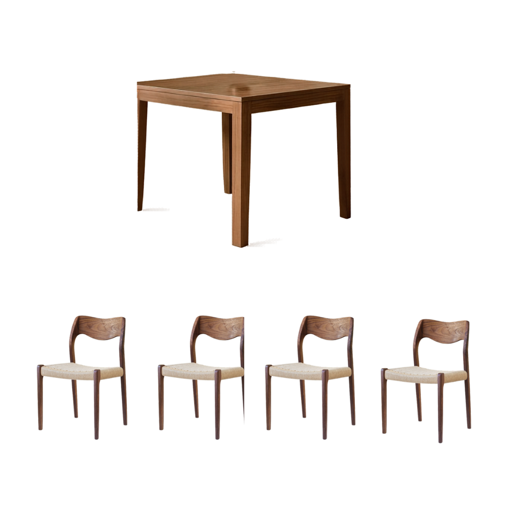 Solid Wood Square Table with Dining Chair Package (With product showcase)