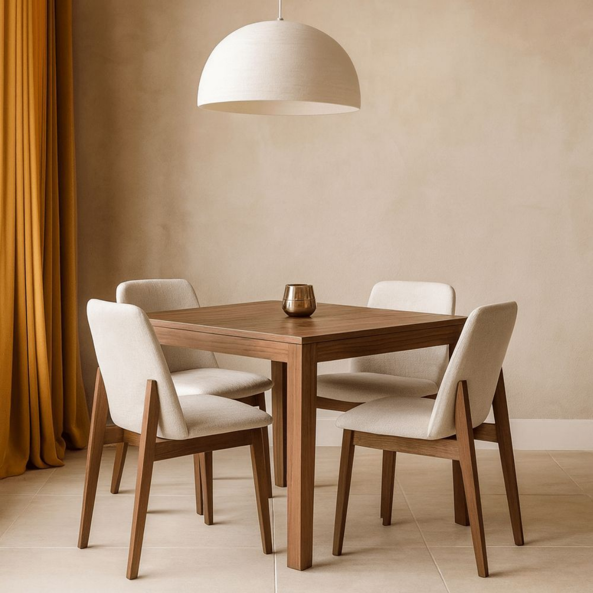 Solid Wood Square Shape Dining Table (with product display)