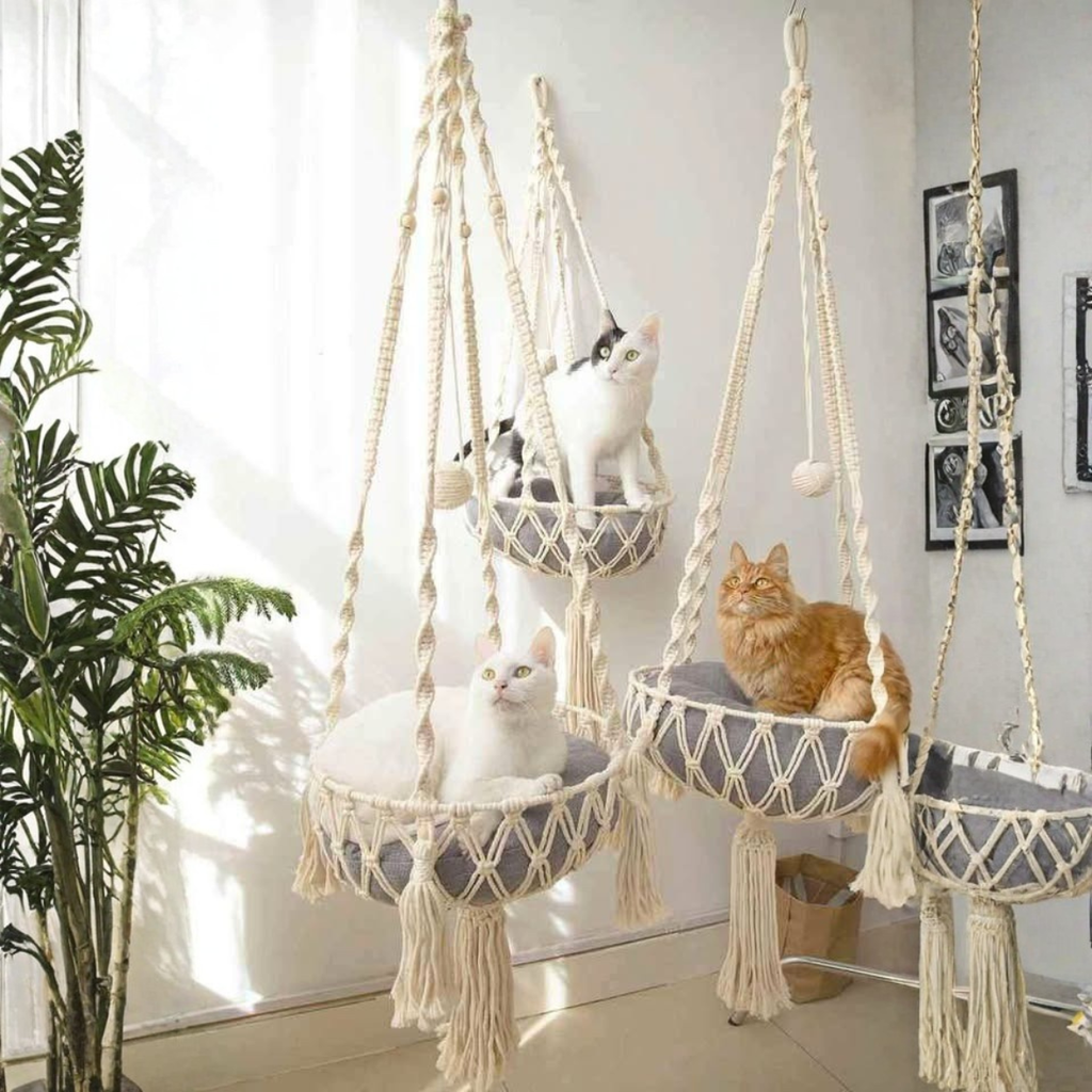Handmade Macrambe Cat's basket