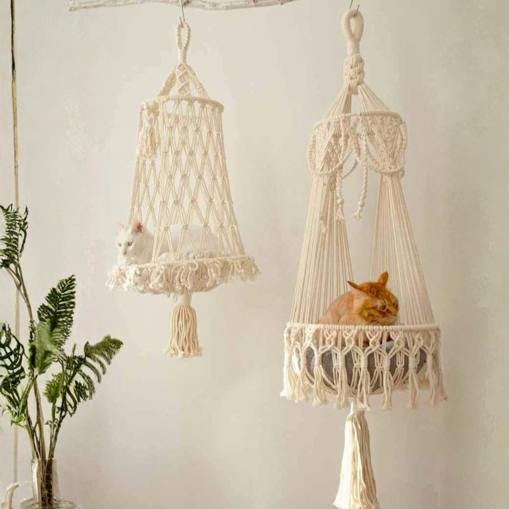 Handmade Macrame Cat's Basket