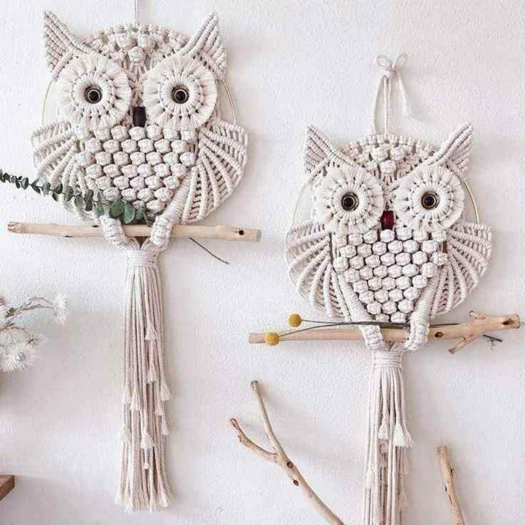Handmade Macrame Owl Wall Deco