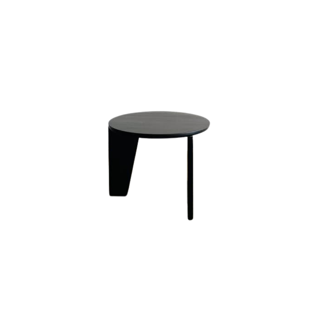 Black Round Solid Wood Coffee Table