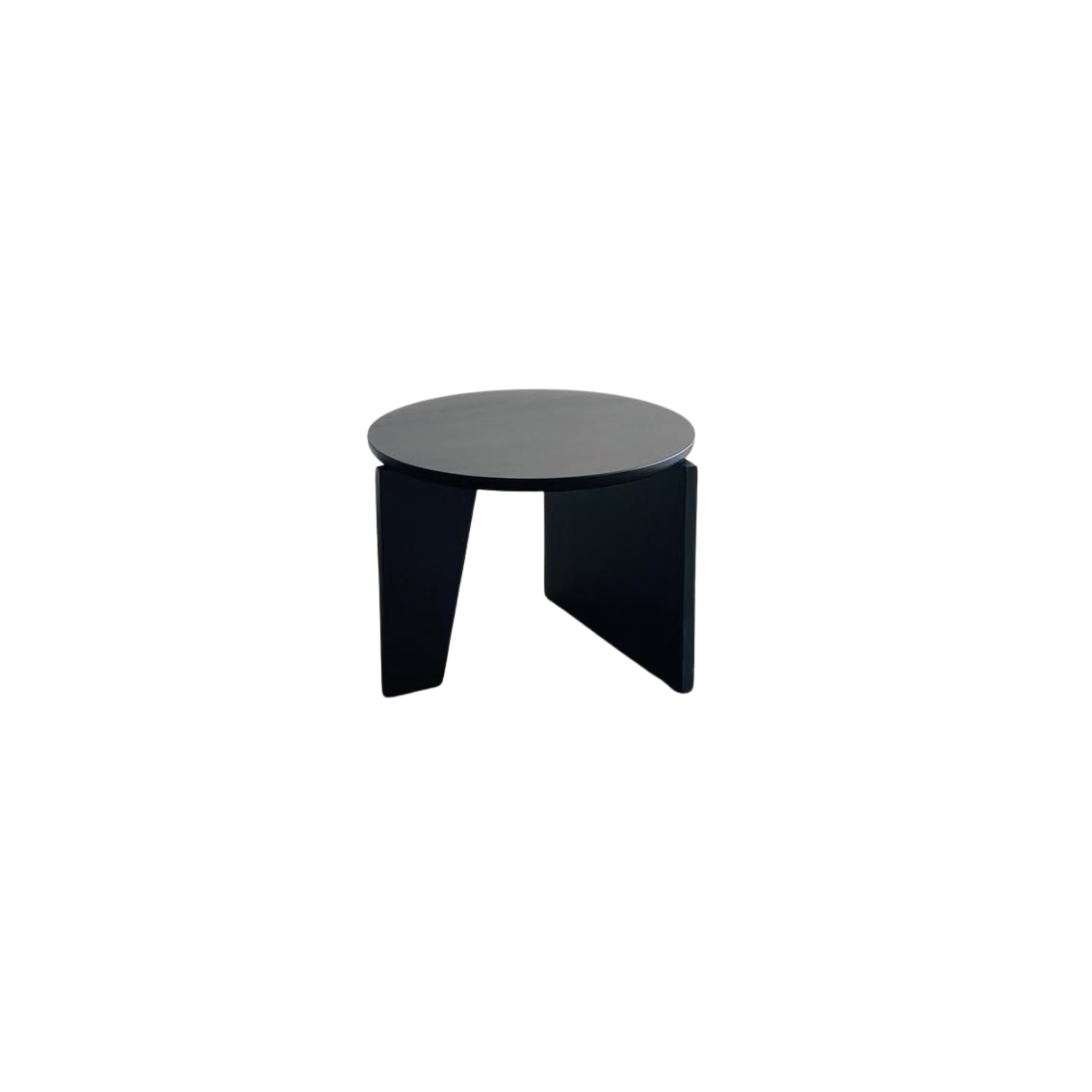 Black Round Solid Wood Coffee Table