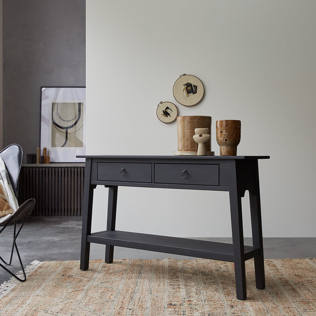 Solid Wood Black Color Living Room Side Cabinet