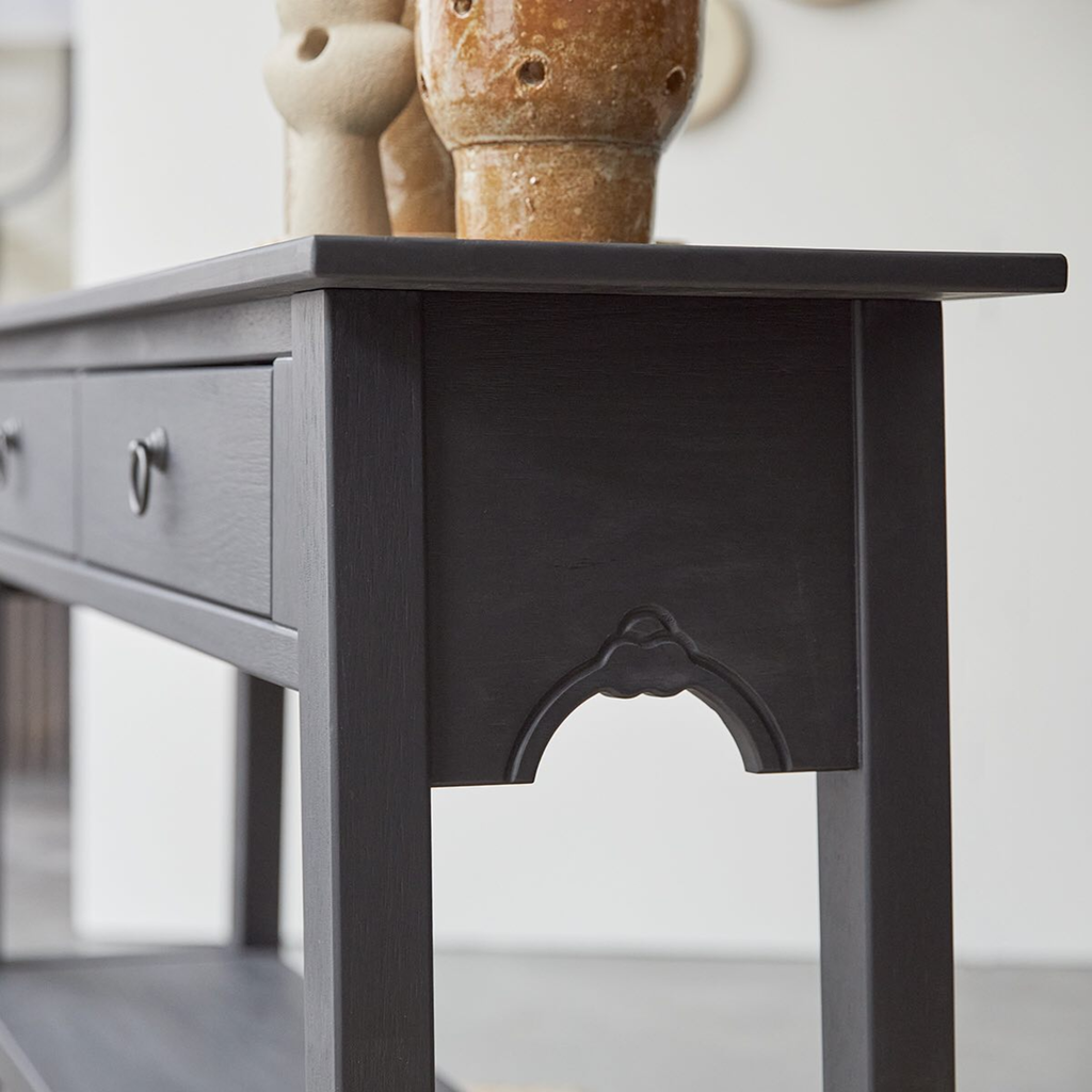 Solid Wood Black Color Living Room Side Cabinet