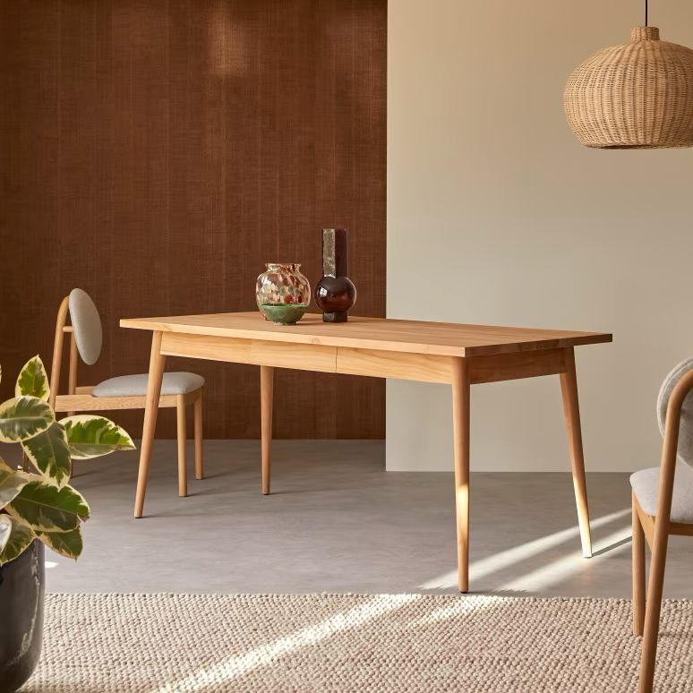 Oak color Solid Teak Wood Table